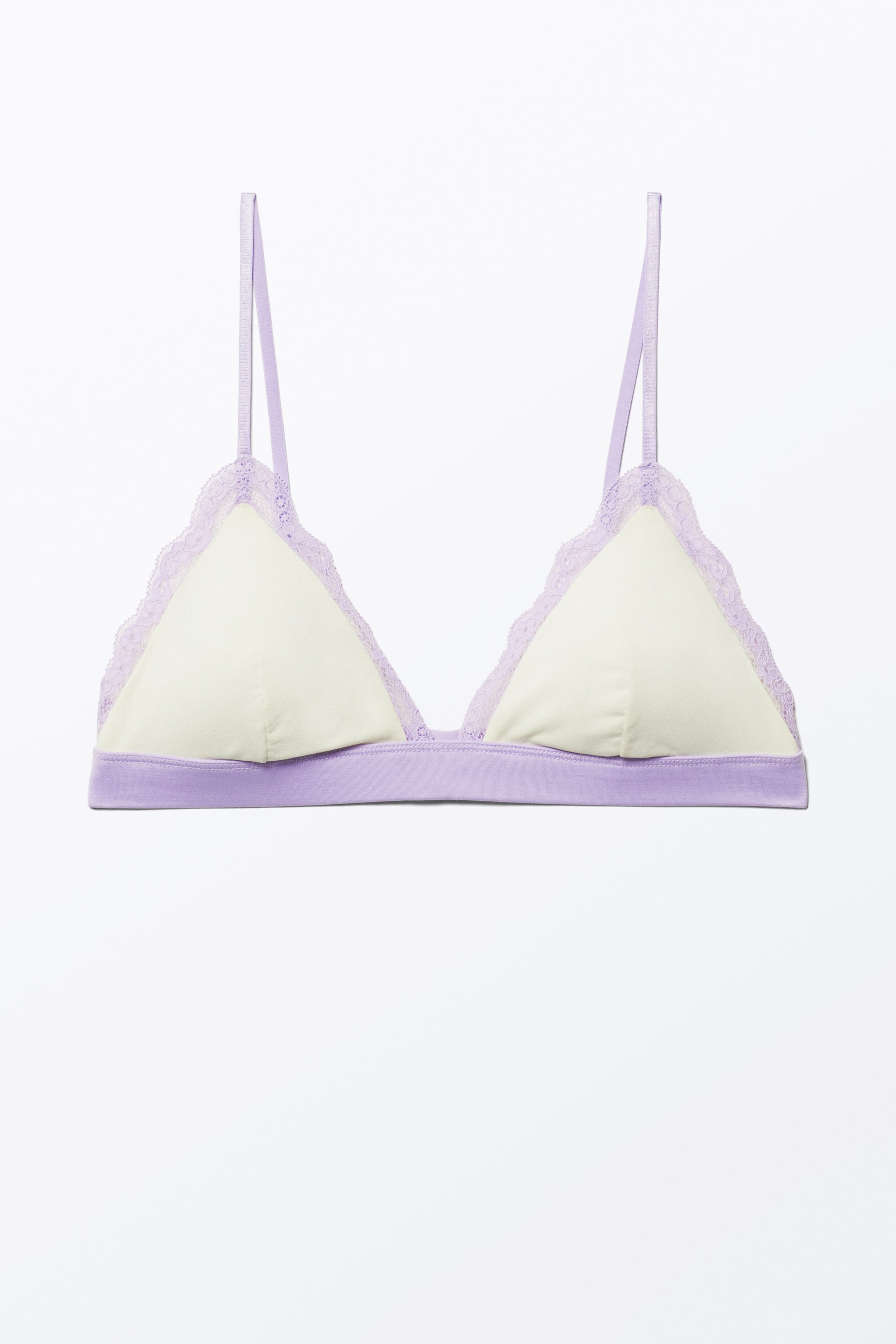 Dusty White & Lilac - Soft Padded Triangle Bra - 1