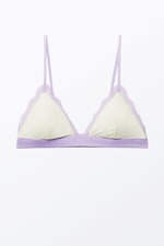 Dusty White & Lilac - Soft Padded Triangle Bra - 0