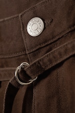 Dark Brown - Low Rise Cargo Cotton Twill Jorts - 5