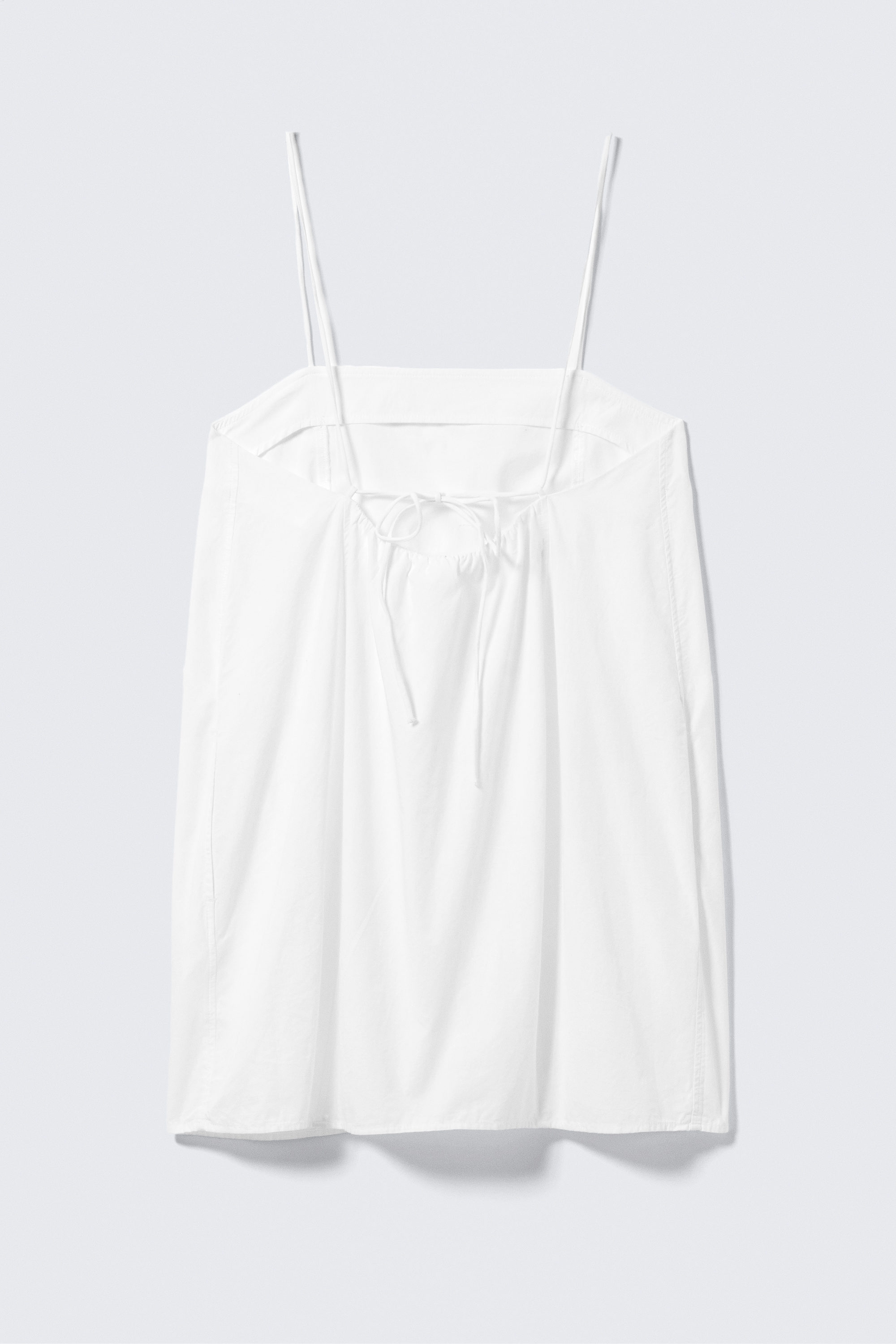 Weiß - Mini-Kleid aus Twill mit Bindeband hinten - 4