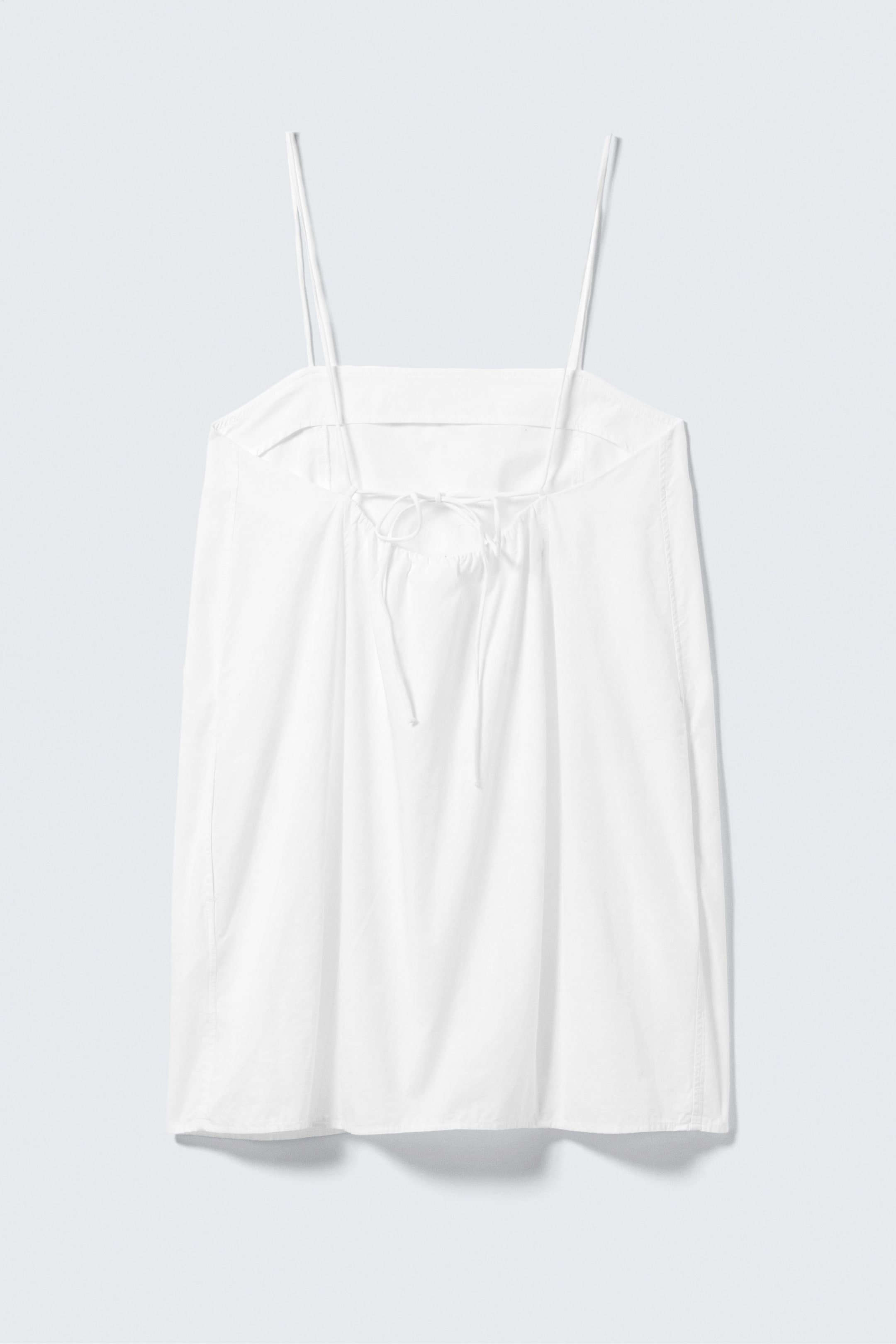 Weiß - Mini-Kleid aus Twill mit Bindeband hinten - 4