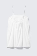 Weiß - Mini-Kleid aus Twill mit Bindeband hinten - 4