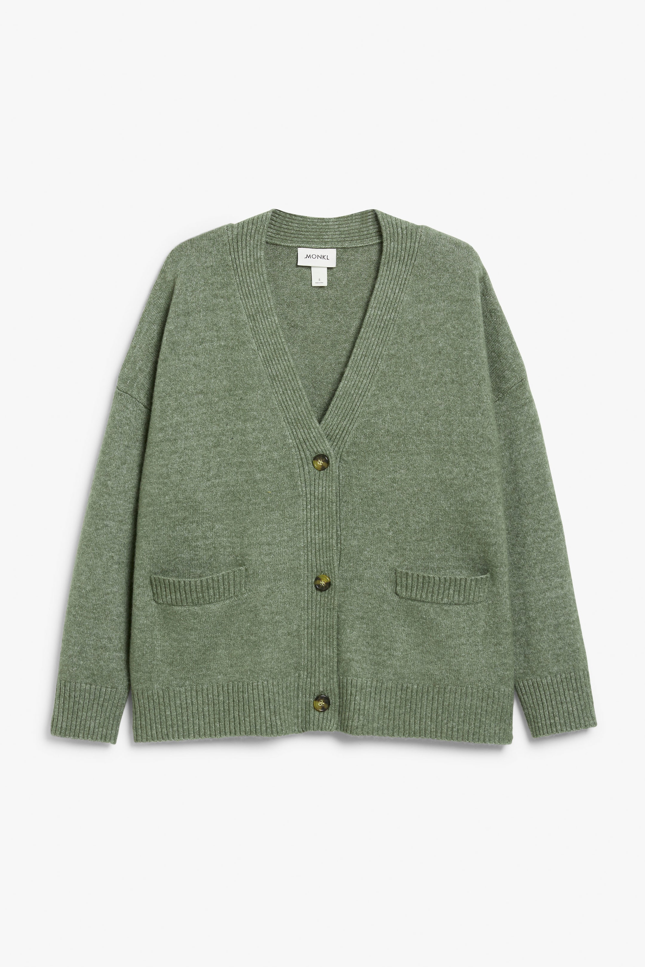 Khaki - Lockere khakigrüne Strickjacke - 0