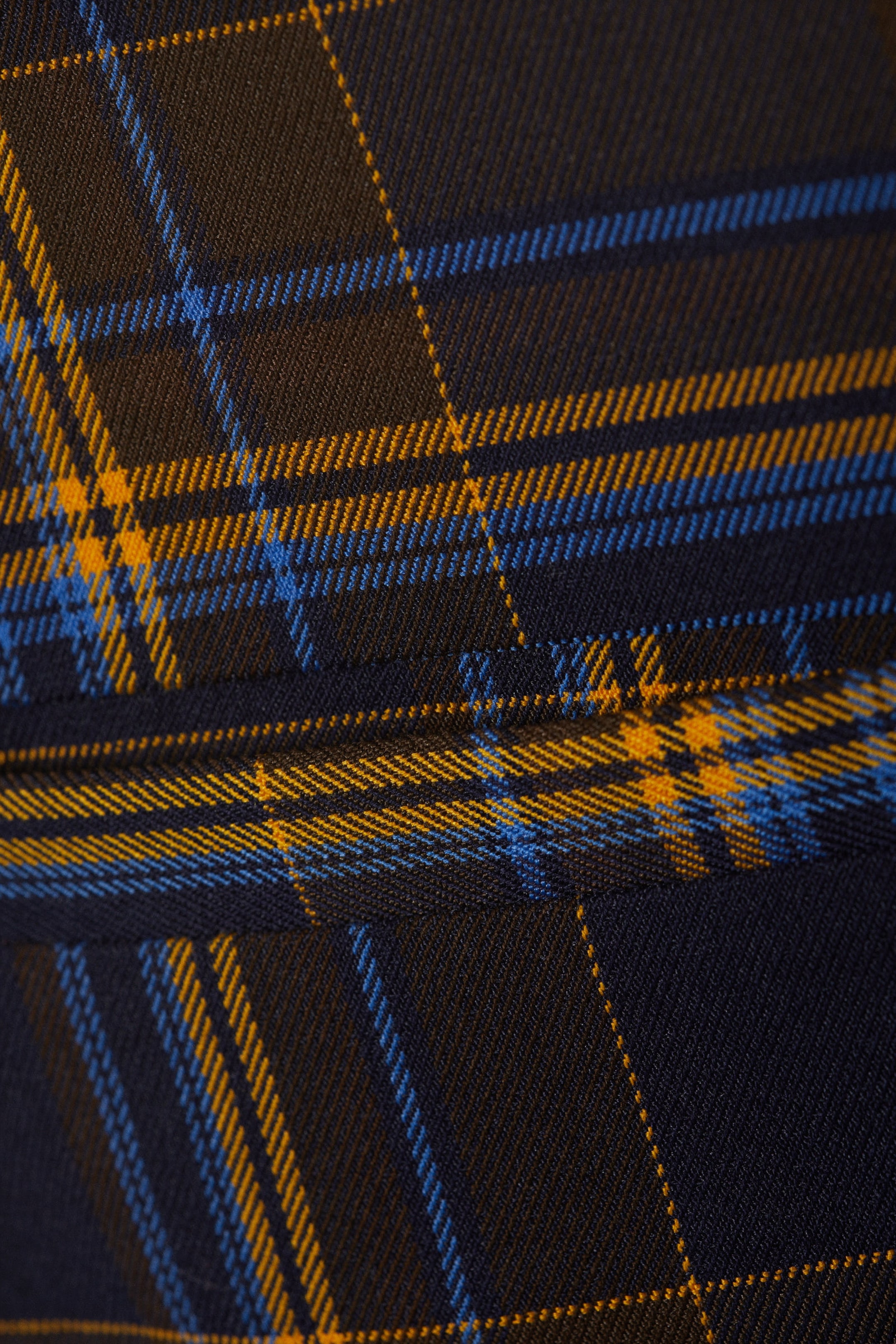 Dark Blue Check - Low Waisted Mini Suiting Skirt - 4