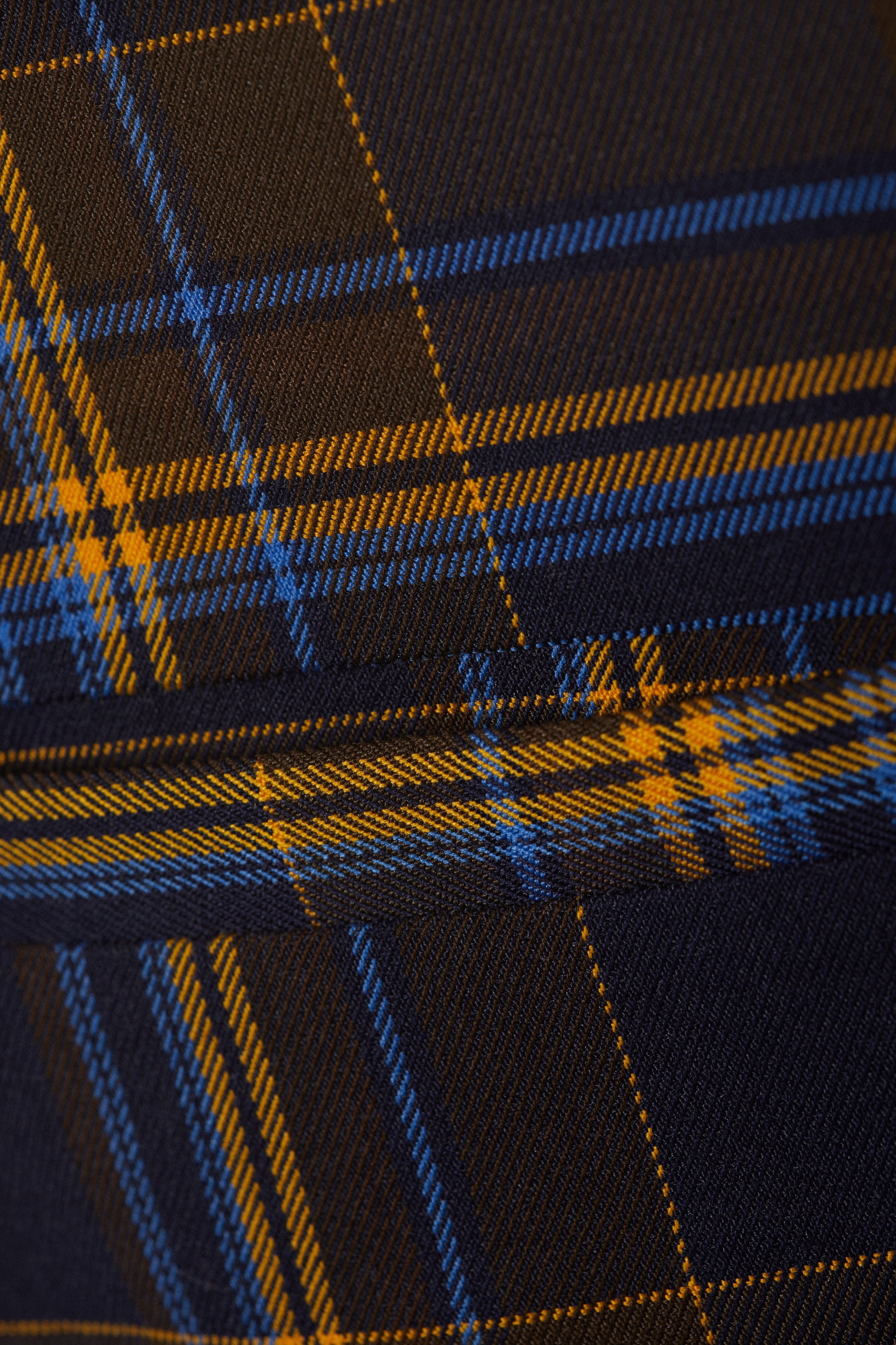 Dark Blue Check - Low Waisted Mini Suiting Skirt - 1