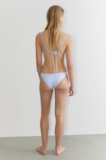 Shiny Light Blue - Scooped High-Cut Bikini Bottoms - 2