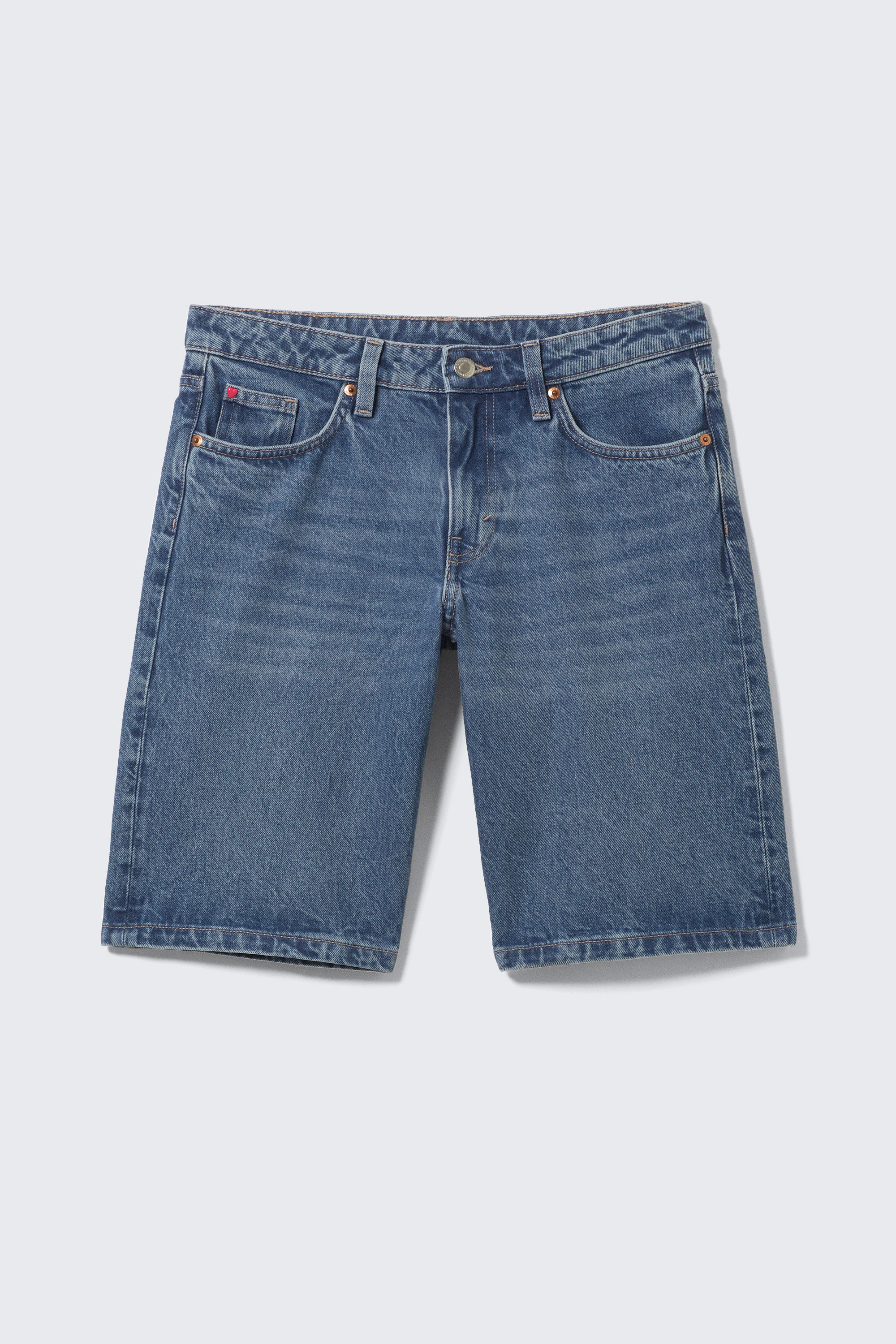 Sunset Blue - Mittelblau - Imoo Low-Rise Wide Leg Denim Shorts - 5