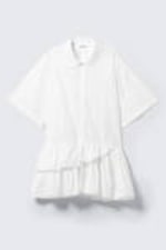 Weiß - Oversized Mini-Hemdkleid mit Rüschen - 4