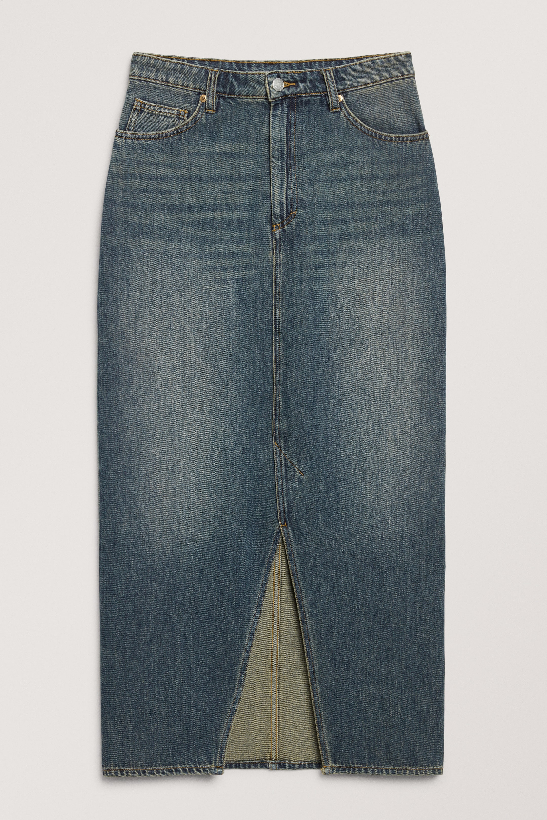 Blue - Midi denim skirt - 0