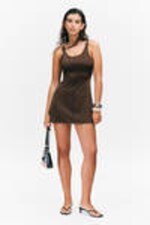 Dark Brown - Mini Jersey Tank Dress - 0