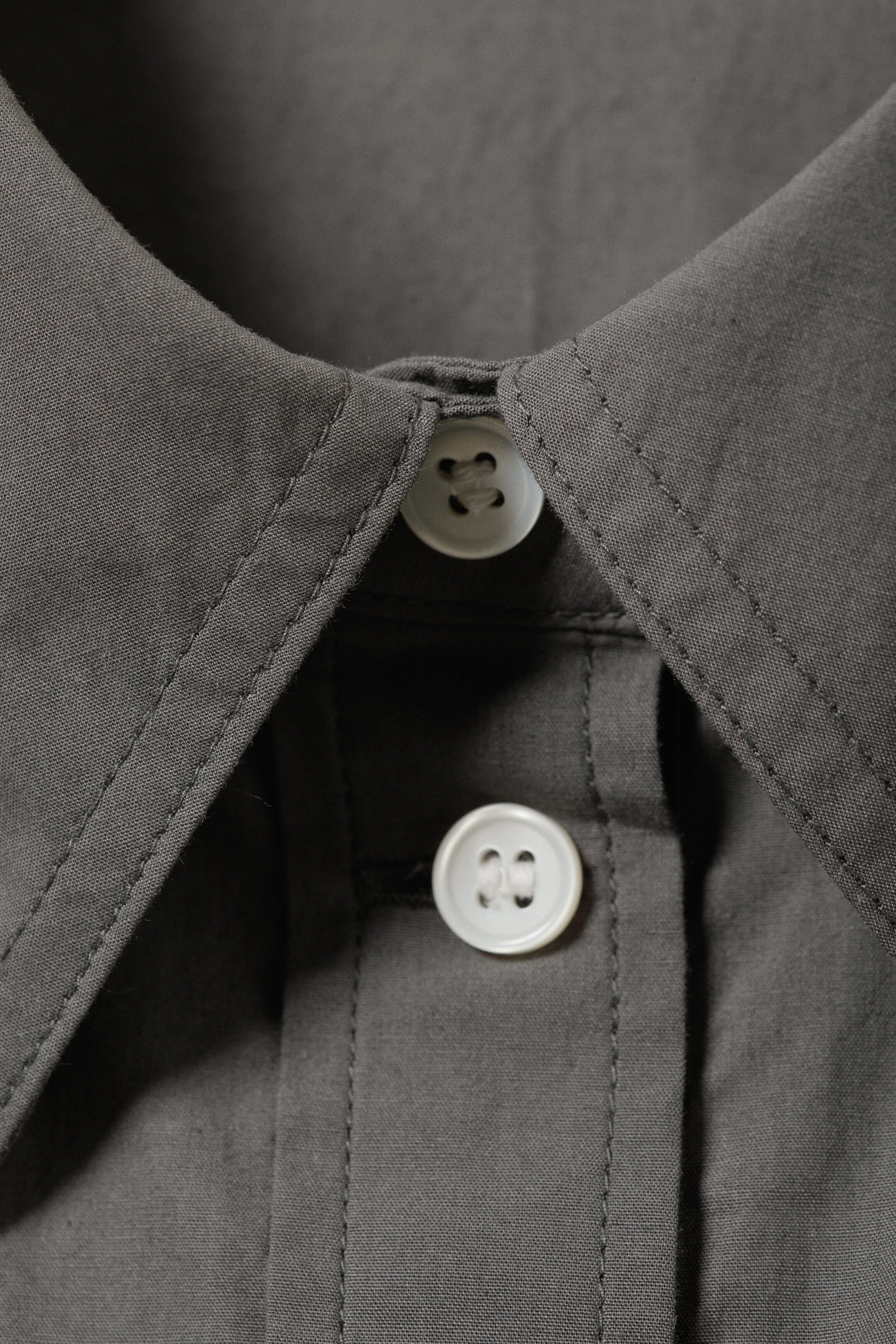 Dark Grey - Cropped Loose Cargo Shirt - 1