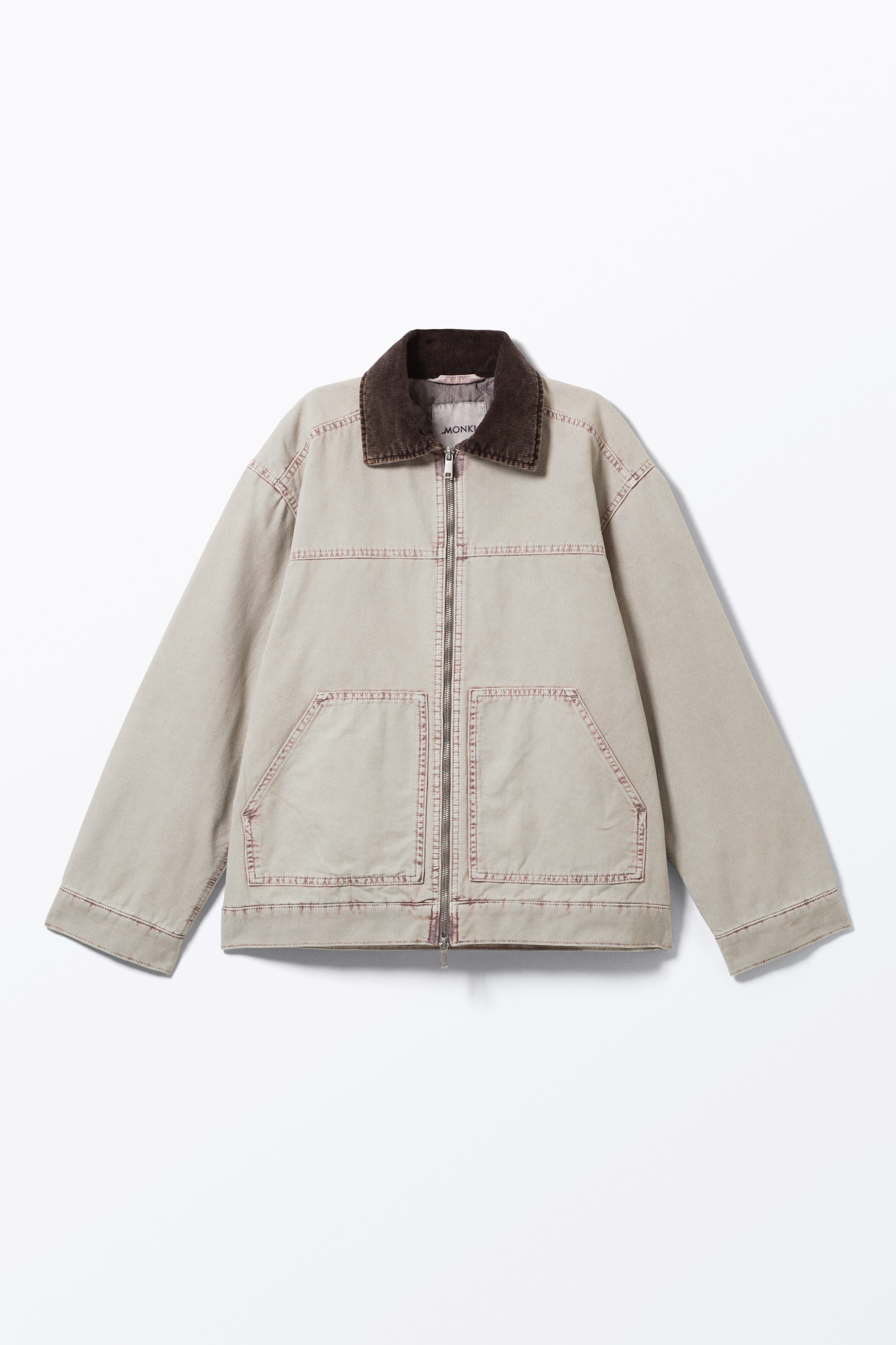 Padded Cotton Canvas Jacket - Pinkish Beige/Black/Dark Brown