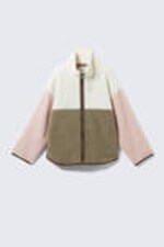 White/Khaki/Pink - Ledig fleecejacka med dragkedja - 4