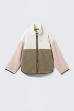 White/Khaki/Pink - Veste polaire zippée ample - 4