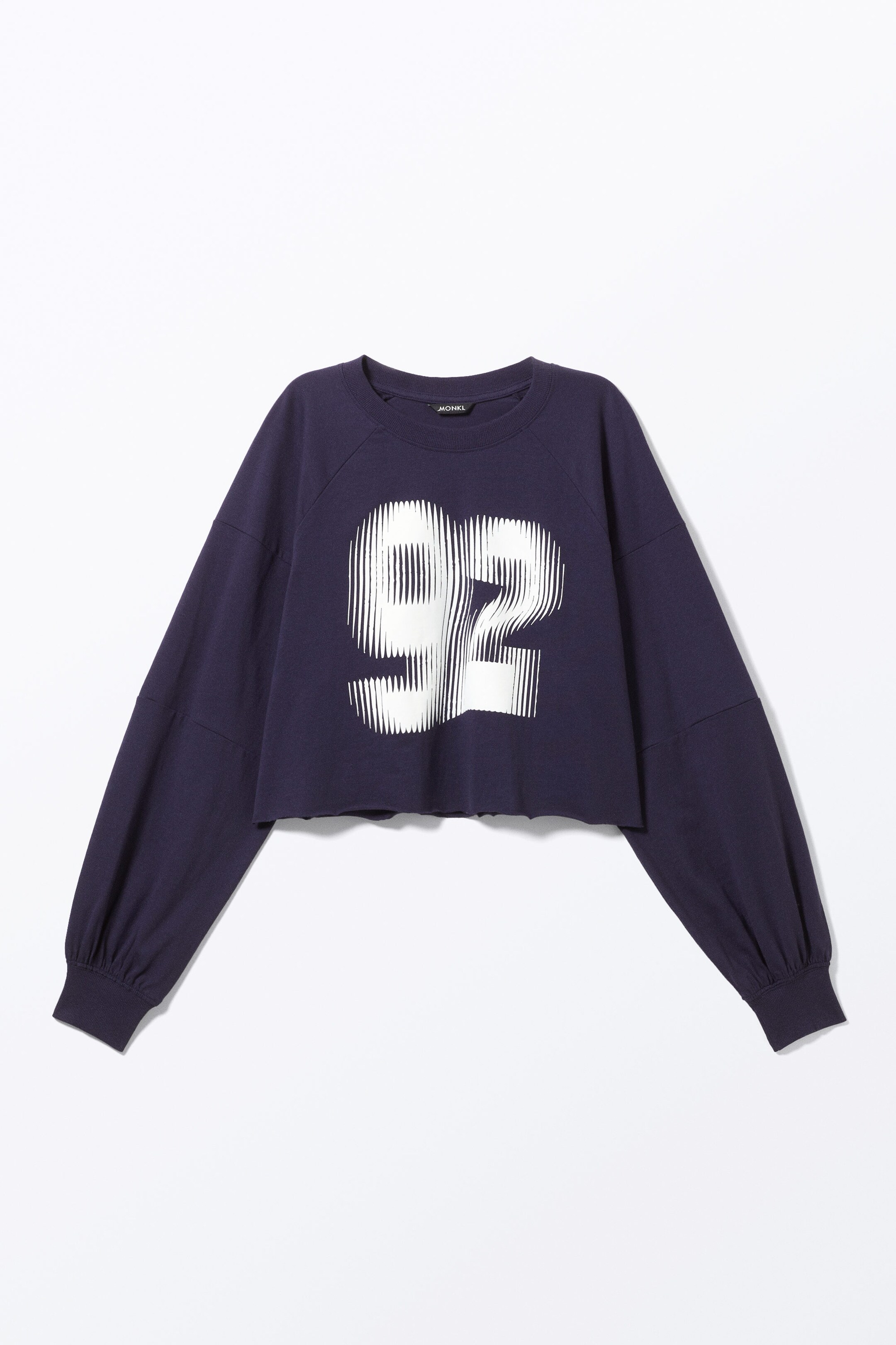 Dark Blue - 92 - Cropped Long-Sleeved T-shirt - 0