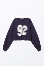 Dark Blue - 92 - Cropped Long-Sleeved T-shirt - 0
