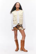 Light Dusty Beige - Detachable Sleeve Cotton Jacket - 0