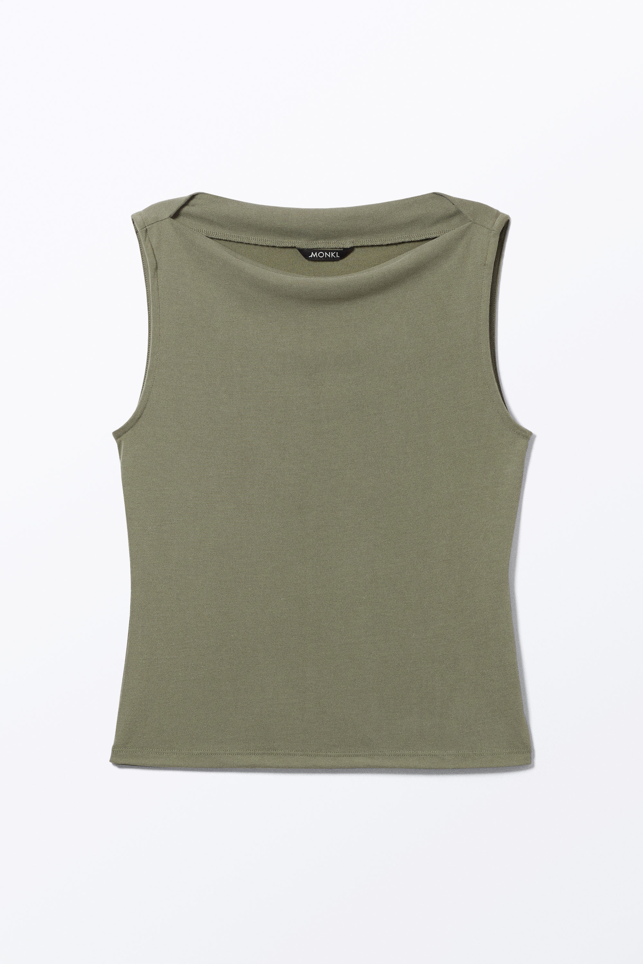 Khaki Green - Super soft sleeveless boatneck top - 0