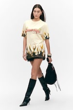 Light Yellow - Cosmic Blaze - Oversized Throw-on T-shirt - 2