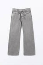 Dusty Grey Overdye - Low Waisted Relaxed Twill Trousers - 3