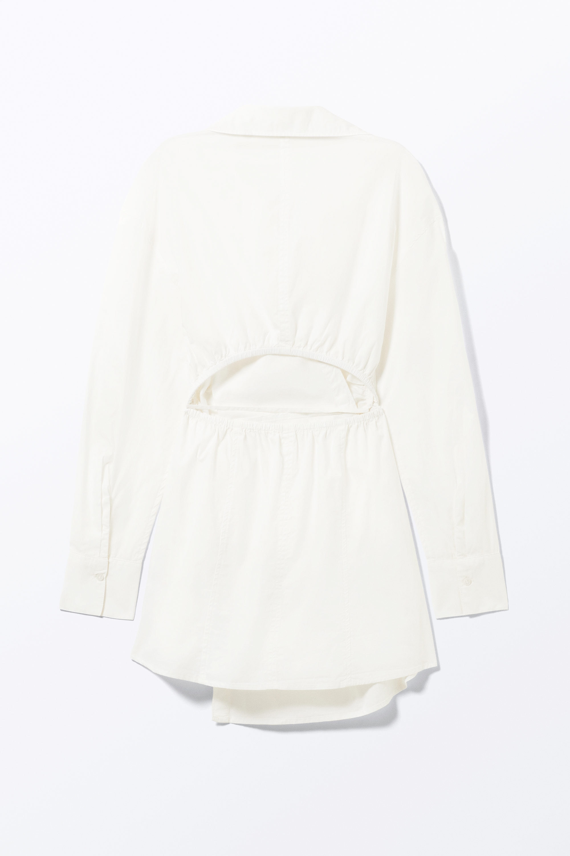 White - Long-Sleeved Mini Wrap Shirt Dress - 7