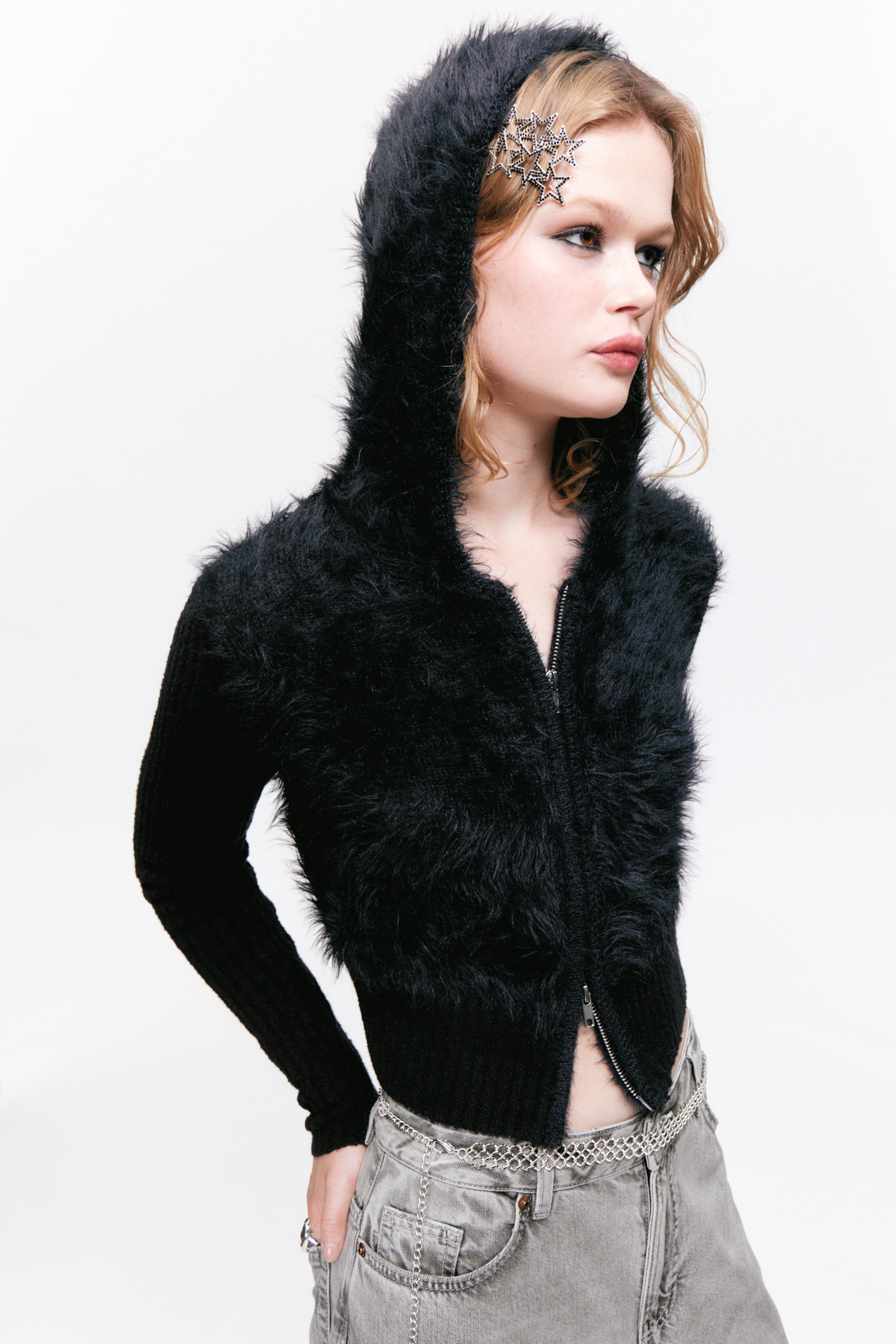 Größeres Bild ansehen: Flauschiger Zip-Hoodie aus Strick - Schwarz - Ladies | H&M DE 2