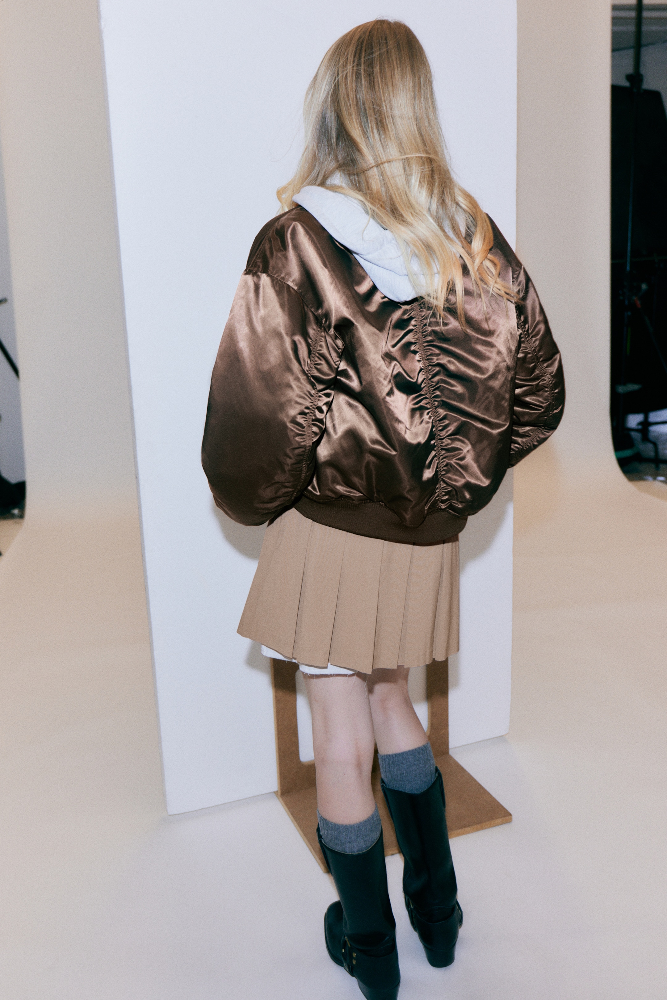 View larger image: Loose Satin Bomber Jacket - Dark Brown - Ladies | H&M GB 3