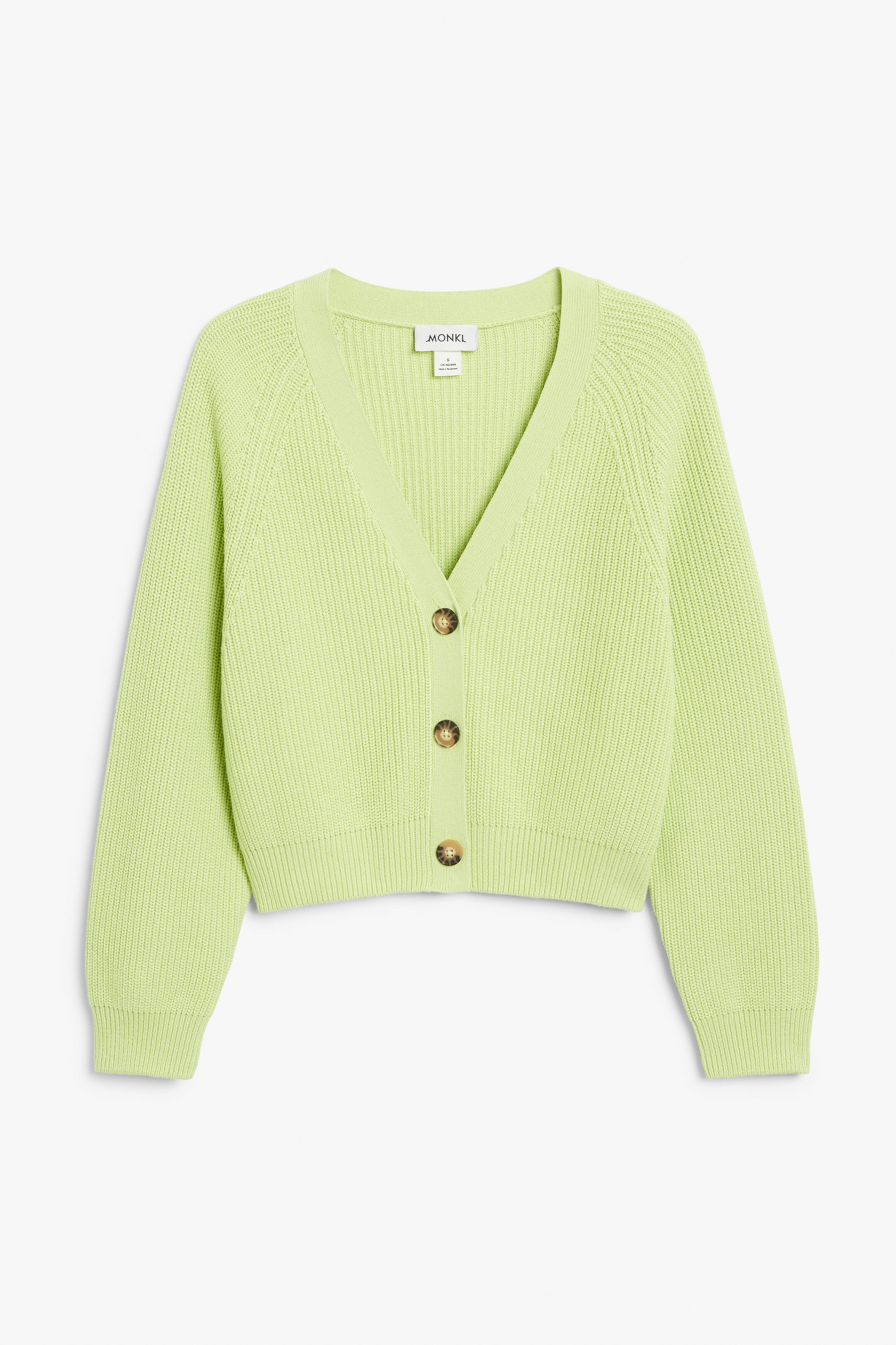 Hellgrün - Kurze Strickjacke aus Grobstrick - 0