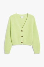 Hellgrün - Kurze Strickjacke aus Grobstrick - 0