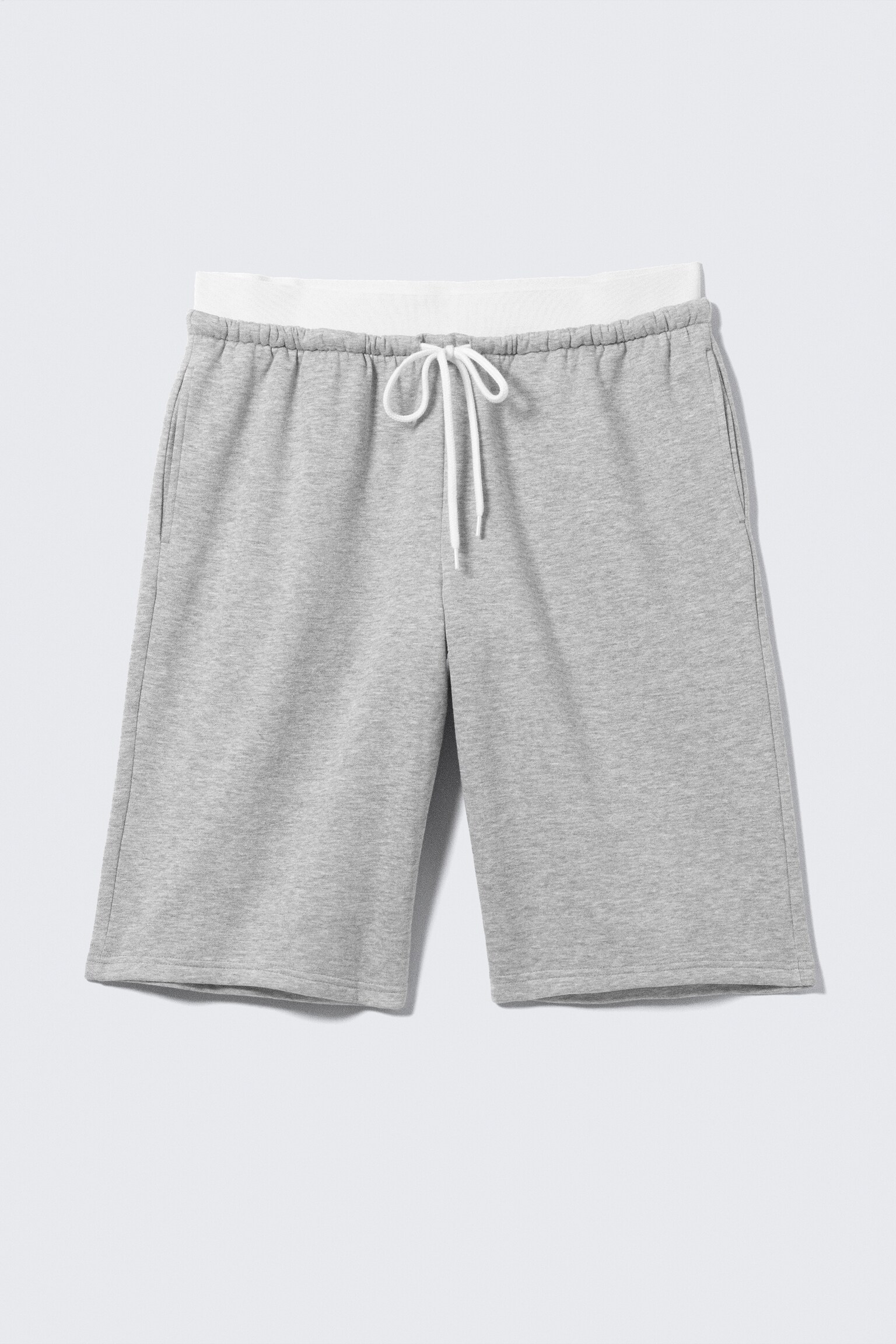 Relaxed Low Rise Terry Bermuda Shorts - Grey Melange - 2