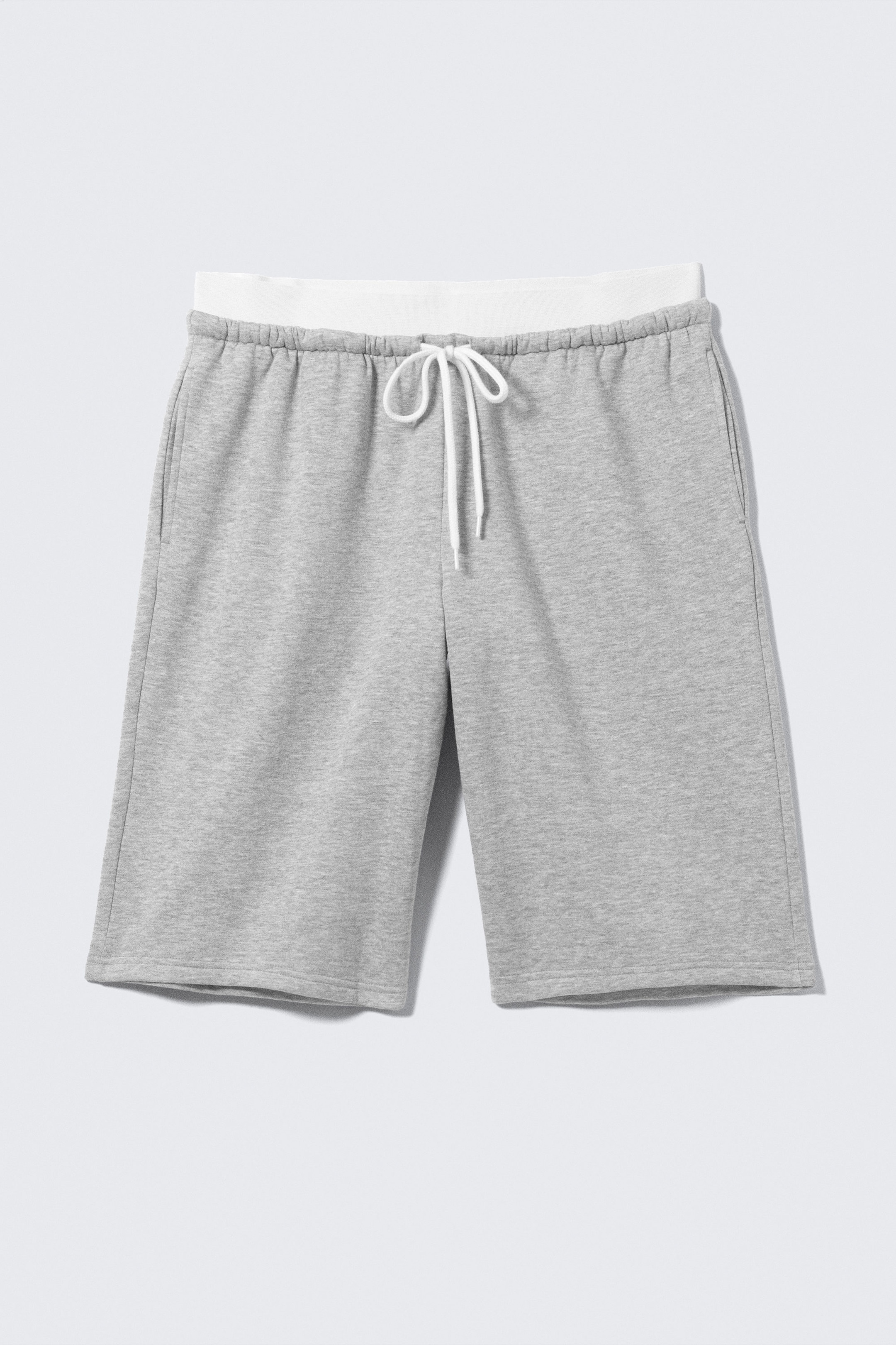 Grey Melange - Relaxed Low Rise Terry Bermuda Shorts - 3