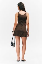 Dark Brown - Mini Jersey Tank Dress - 3