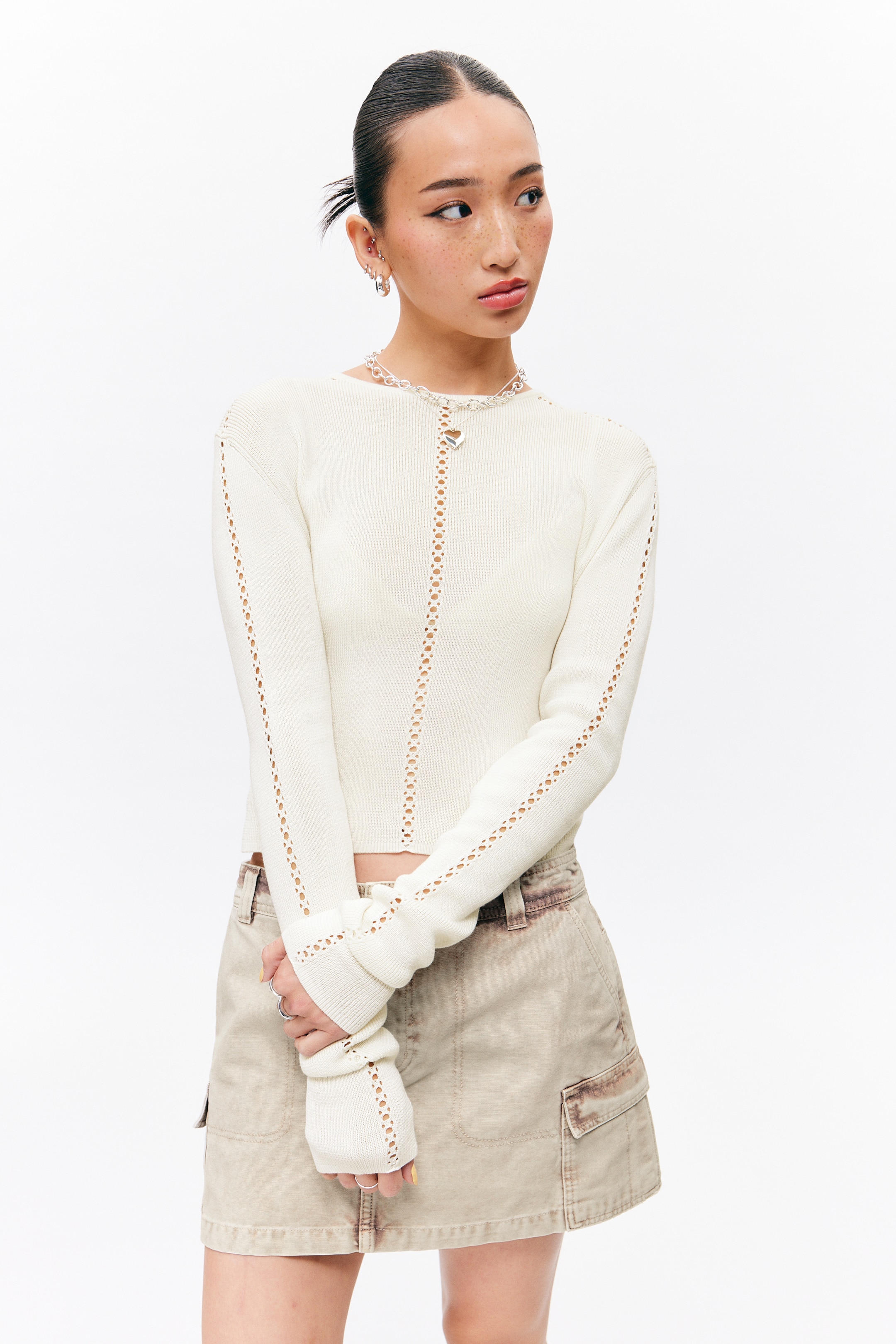 Ver imagem maior: Camisola de mangas compridas com recortes - Branco - SENHORA | H&M PT 2