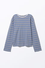 Blue & Brown Stripes - Boxy Sleeve T-Shirt - 0