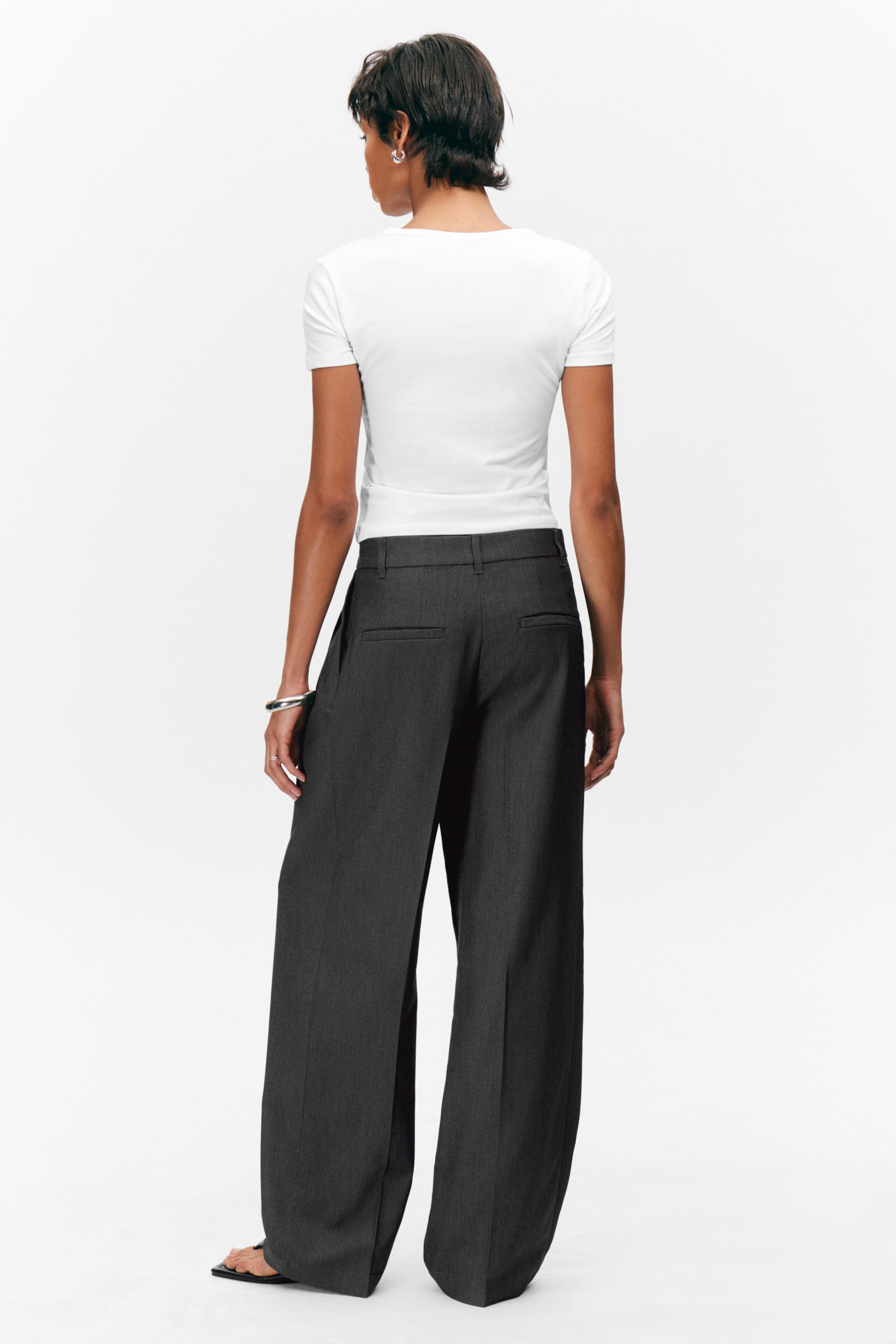 Dark grey - Wide Leg Trousers - 3