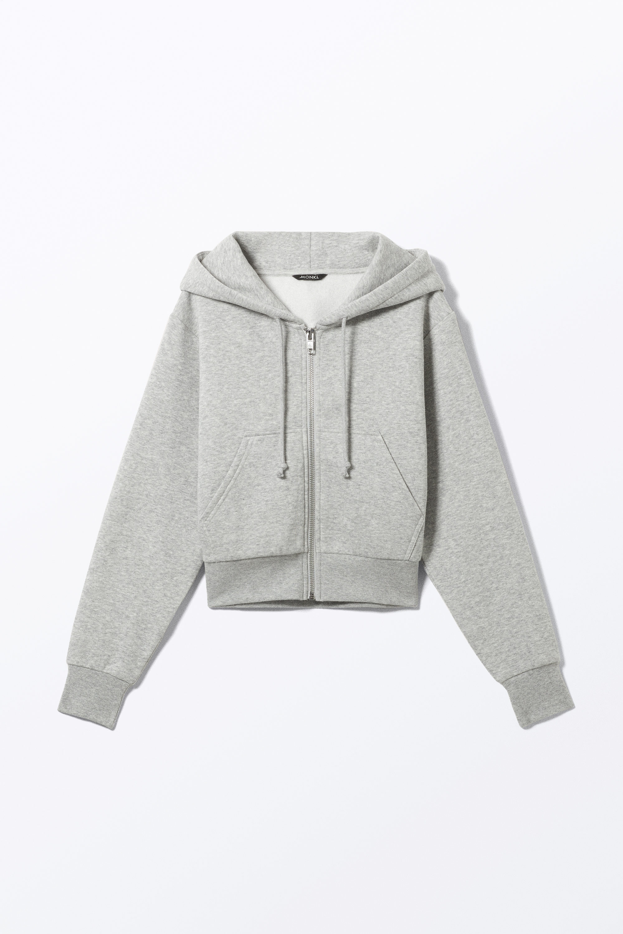 Gewassen lichtgrijs - Cropped hoodie met rits - 3