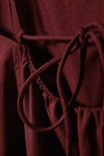 Burgundy - Tie-Back Twill Mini Dress - 6