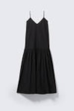 Black - Tiered Cotton Poplin Maxi Dress - 3