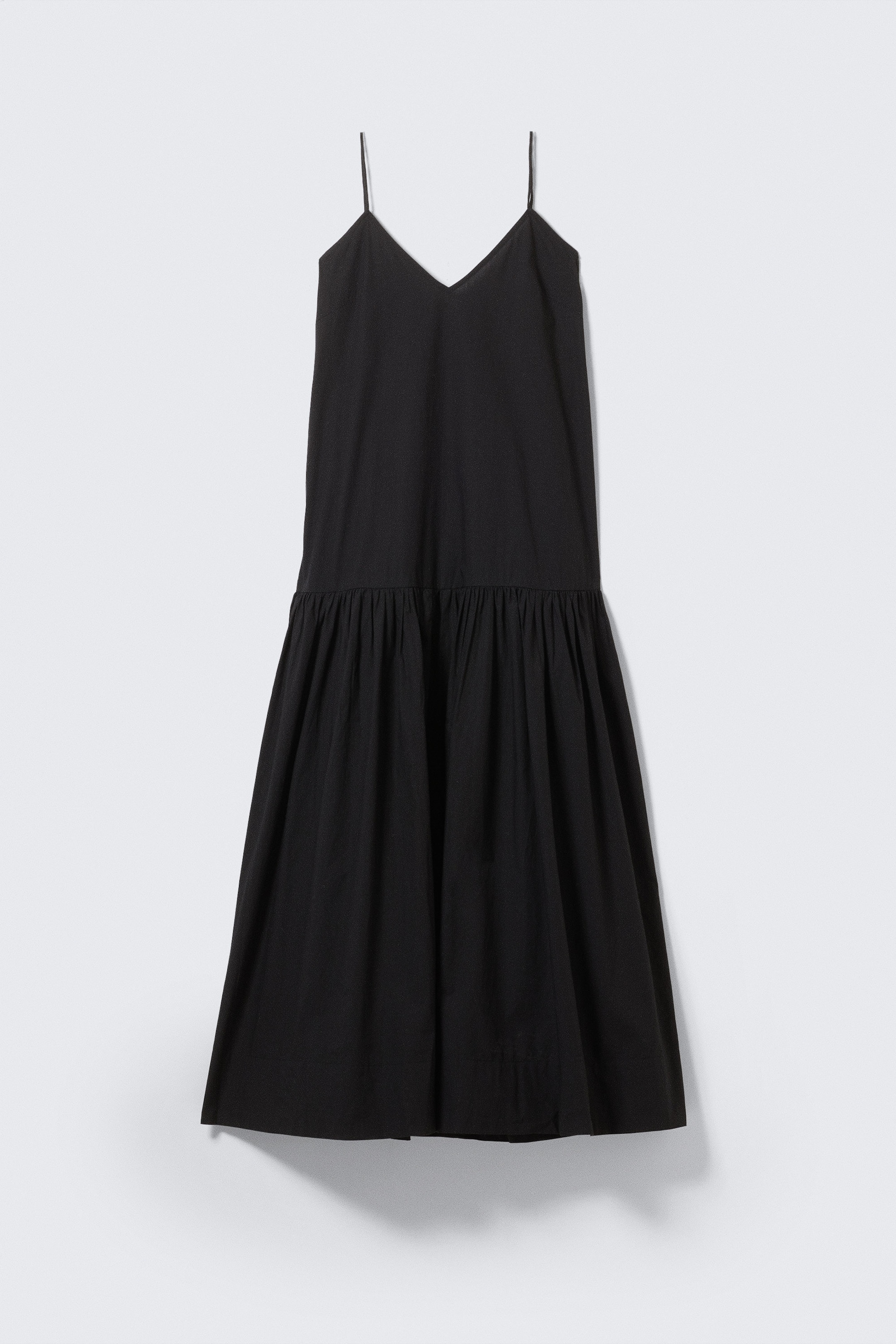 Schwarz - Abgestuftes Maxikleid aus Baumwollpopeline - 3