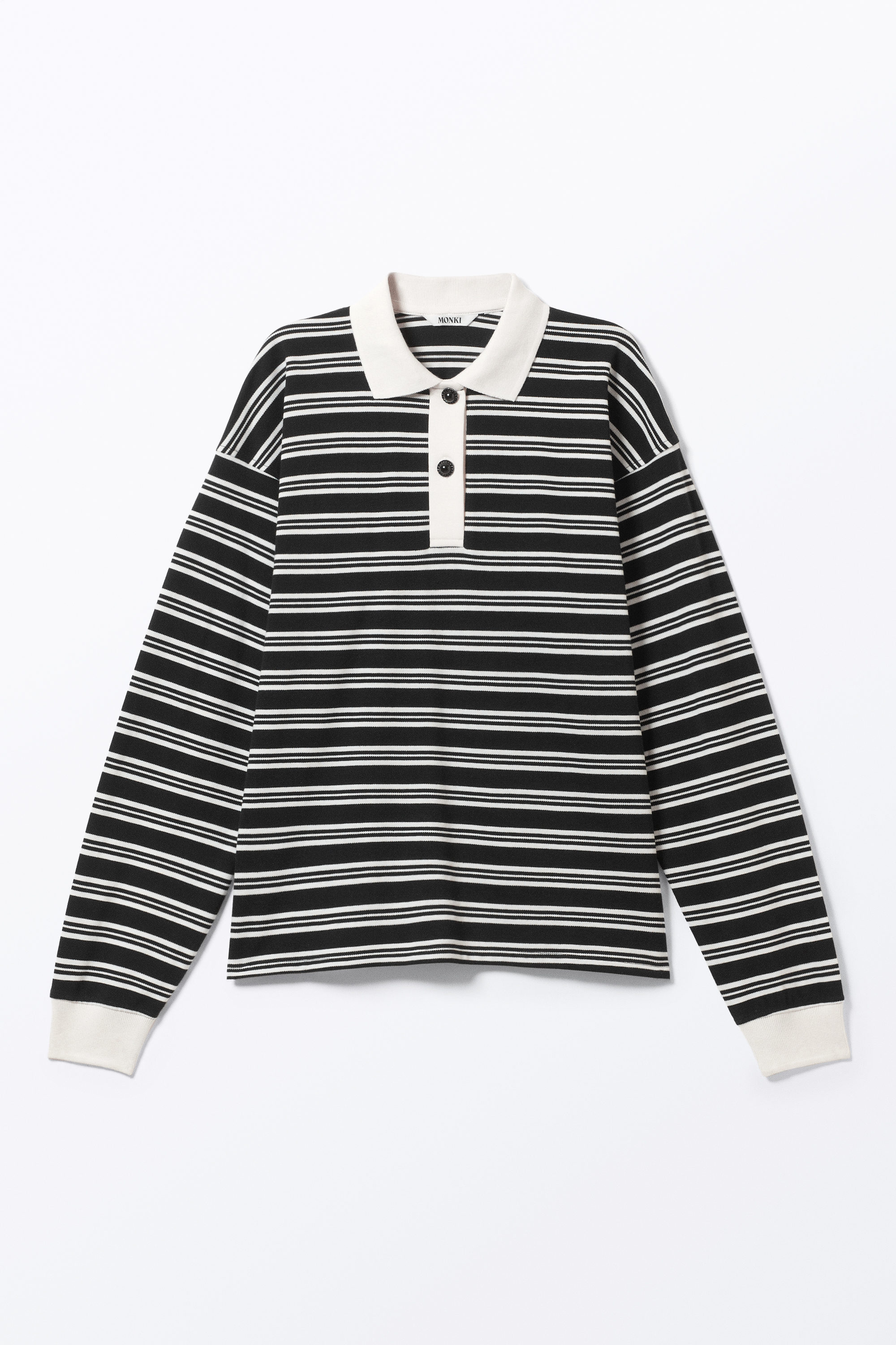 Black & White Stripes - Long Sleeve Rugby Polo Top - 4