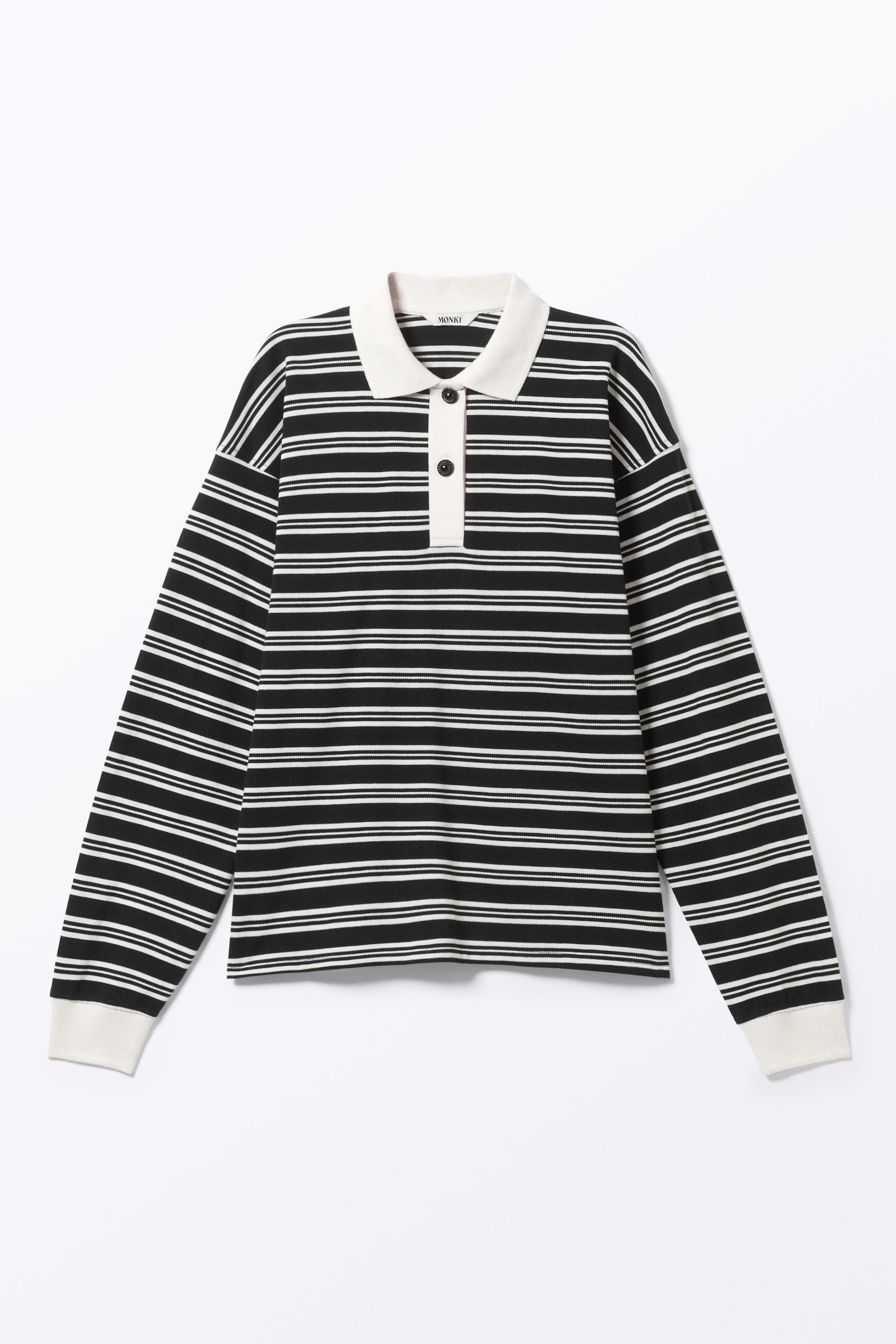 Rayures noires et blanches - Polo de rugby à manches longues - 1