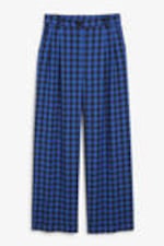 Black & cobalt gingham - Wide Leg Trousers - 0