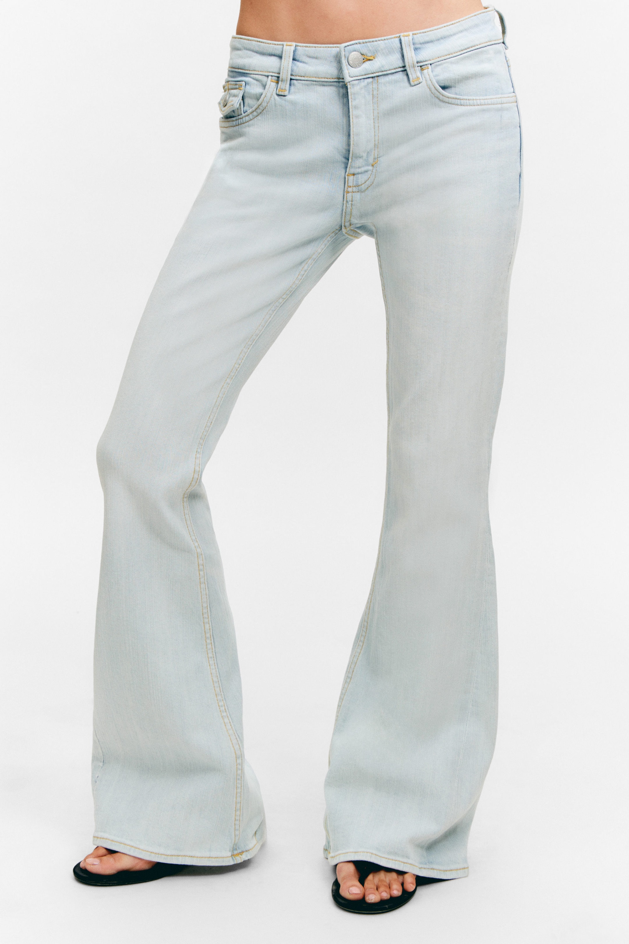 Sky Blue - Light Blue - Cheri Low Waist Flared Jeans - 2