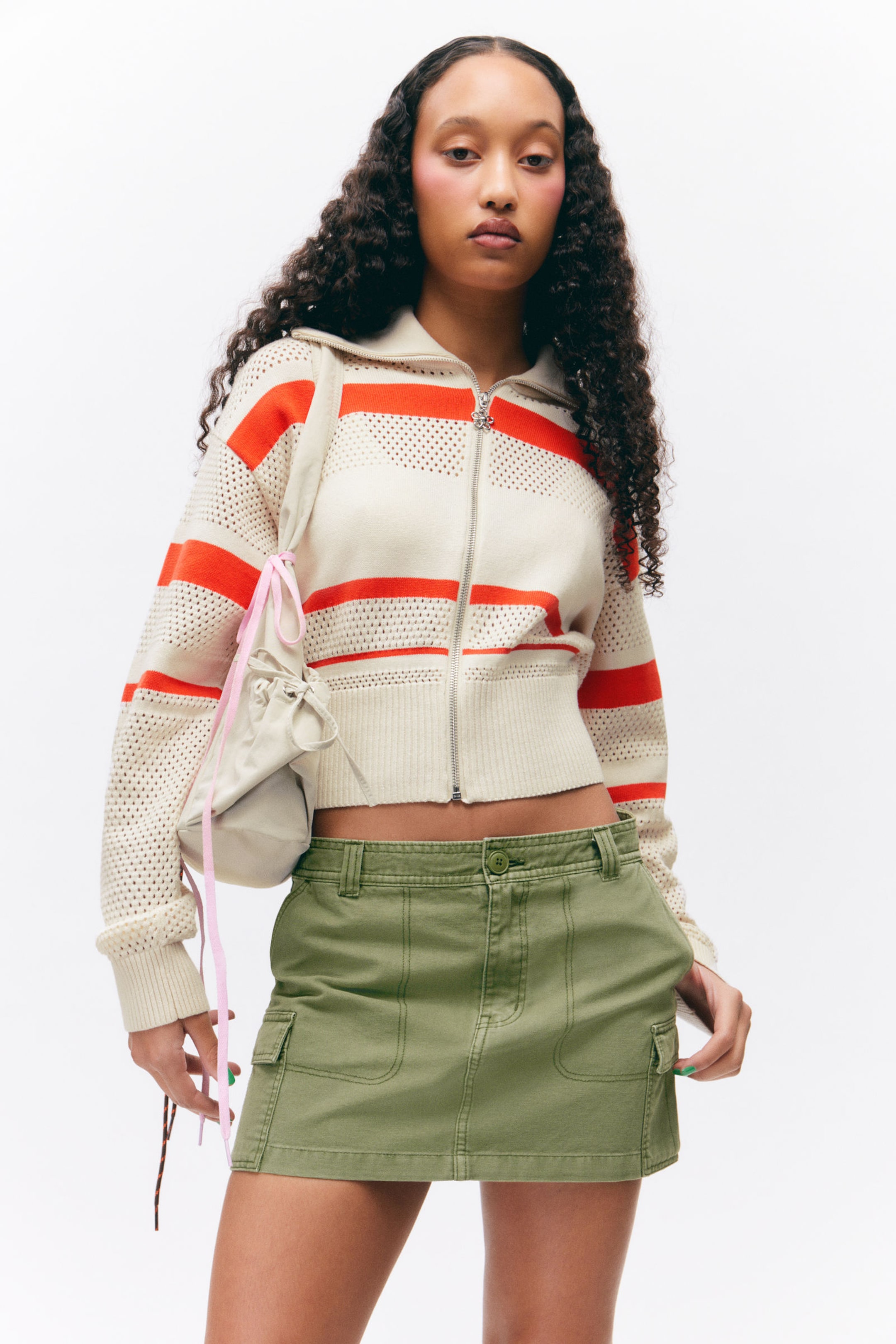Khaki Green - Mini Cotton Cargo Skirt - 2