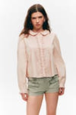 Light Dusty Pink - Boxy Pintuck Poplin Shirt - 0