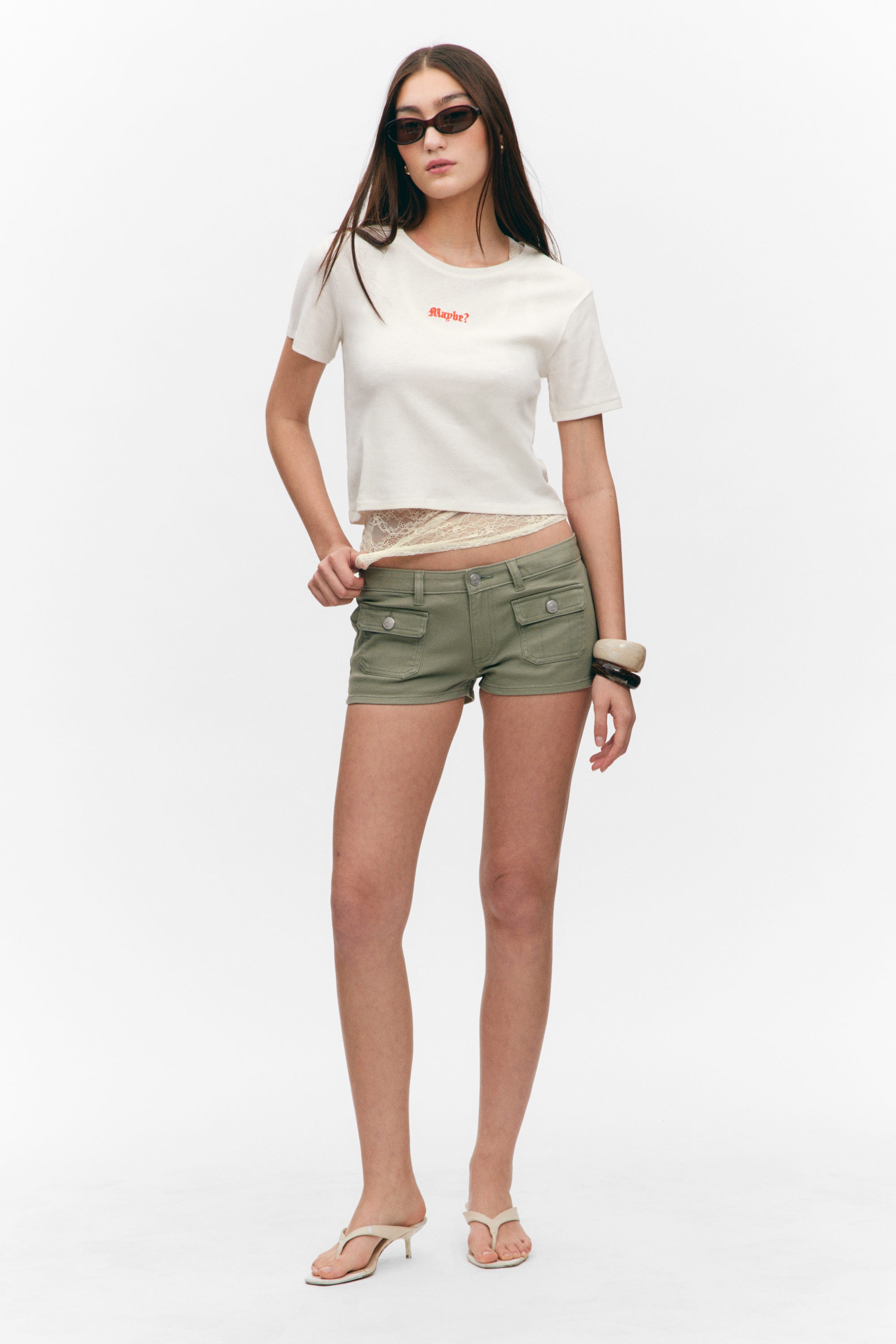 White - Maybe? - Cropped Printed Cotton T-Shirt - 2