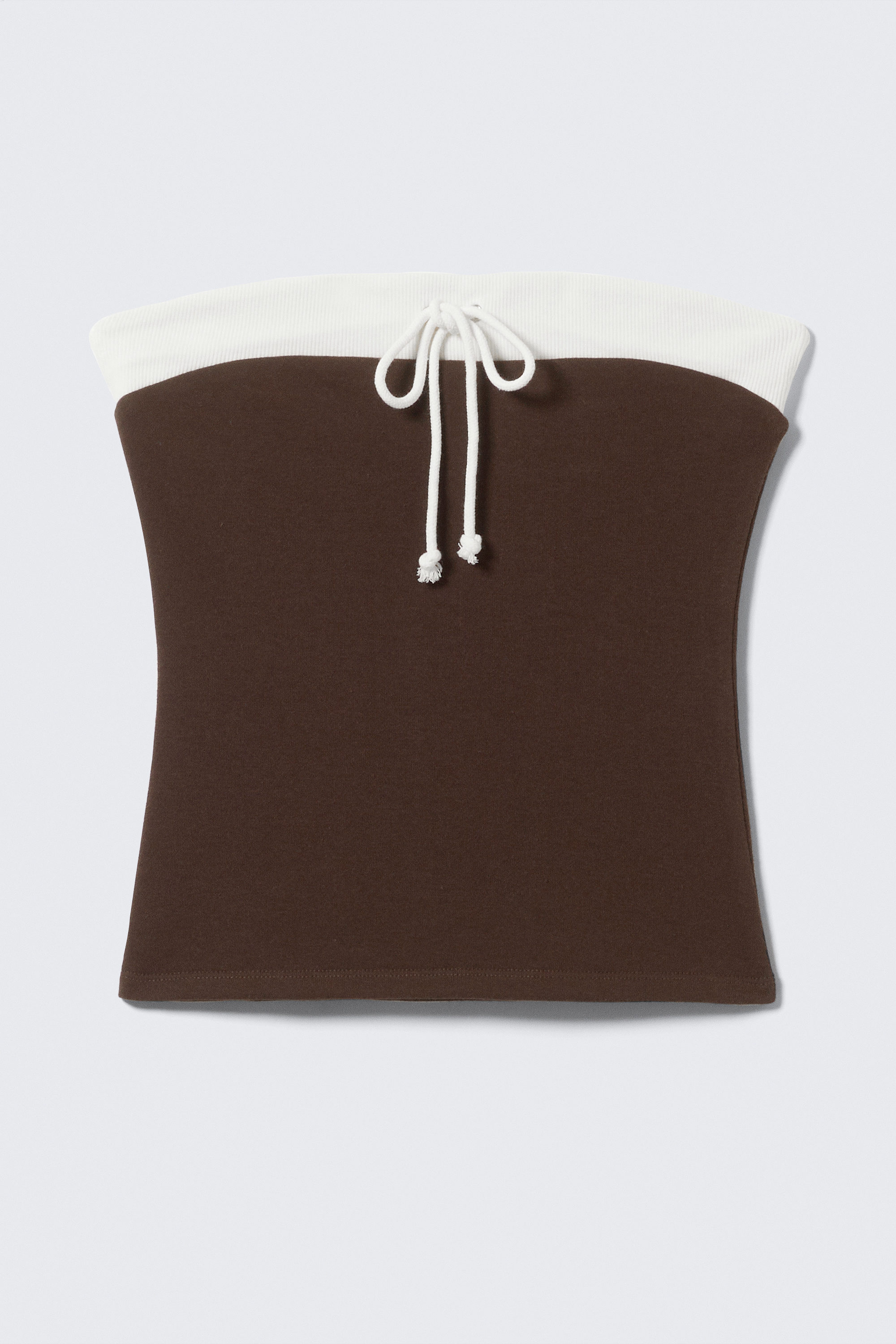 Dark Brown & White - Drawstring Bandeau Top - 3