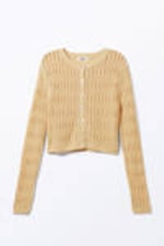 Beige - Fitted Long-Sleeved Knitted Cardigan - 3