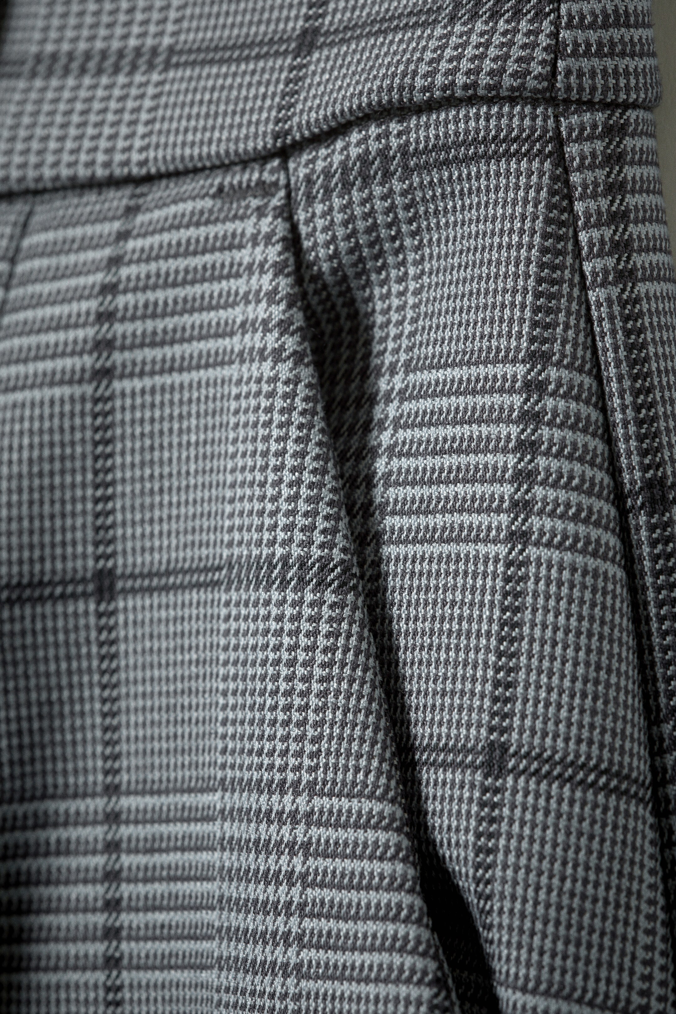 Ingrandisci l'immagine: Pleated High Waist Wide Leg Suiting Trousers - Checked Grey - DONNA | H&M CH 7