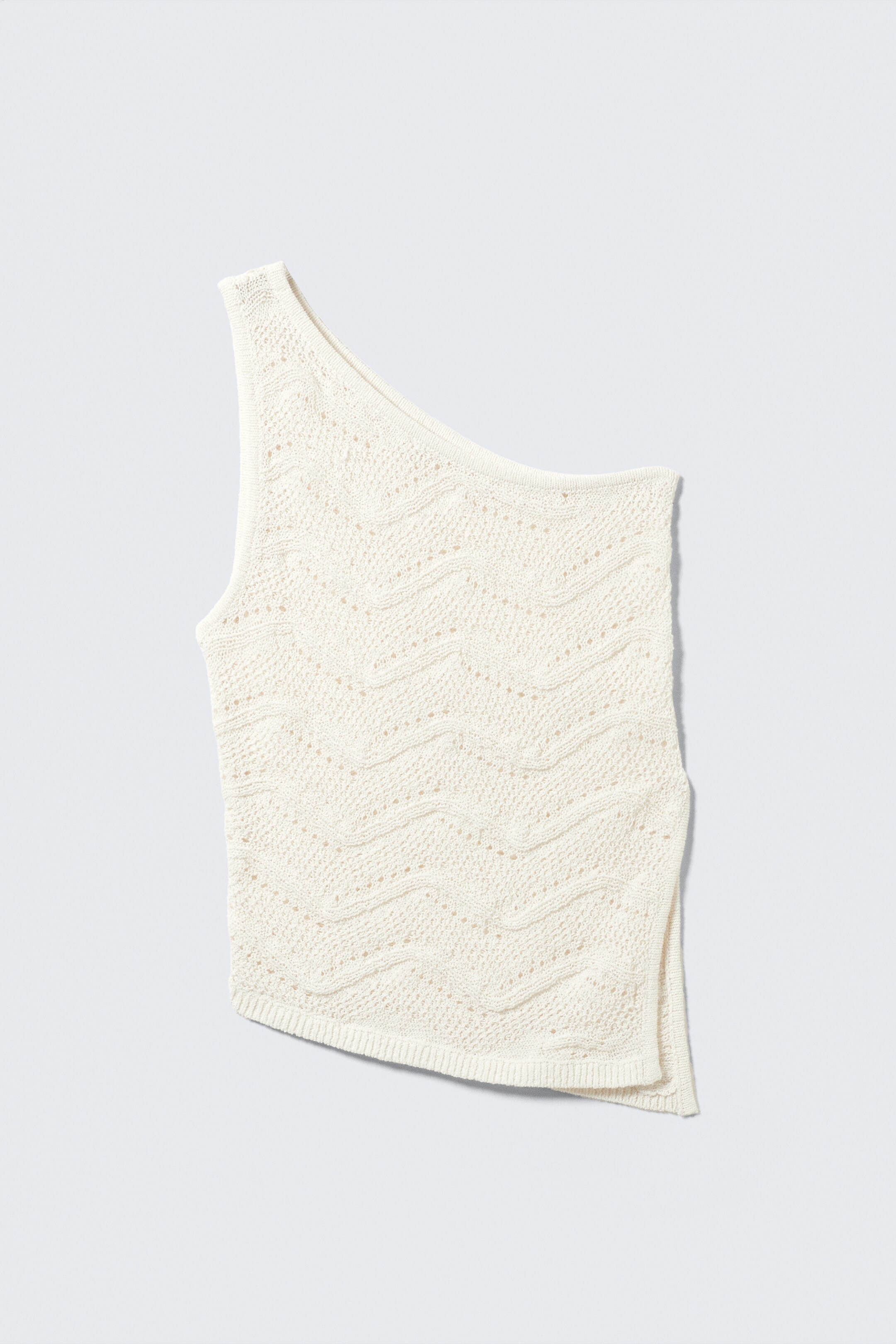 View larger image: Knitted One-Shoulder Top - Dusty White - Ladies | H&M GB 5